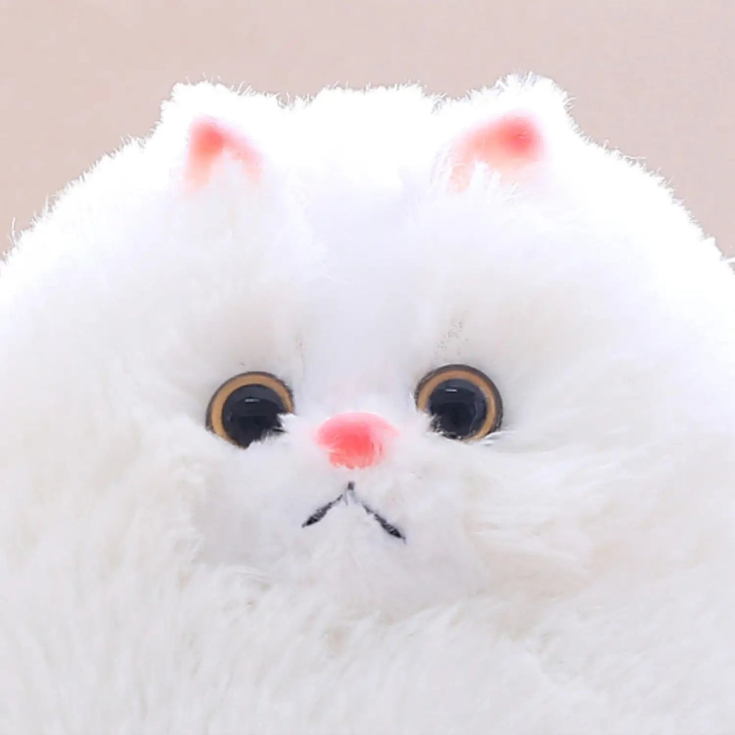 Ultra-Fluffy White Plush Cat Toy – Soft Chubby Stuffed Kitten Pillow for Kids & Home Décor