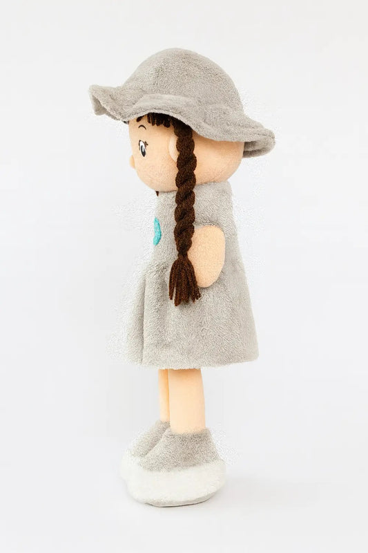 Soft Plush Girl Doll with Hat – Cute & Cuddly Fabric Doll