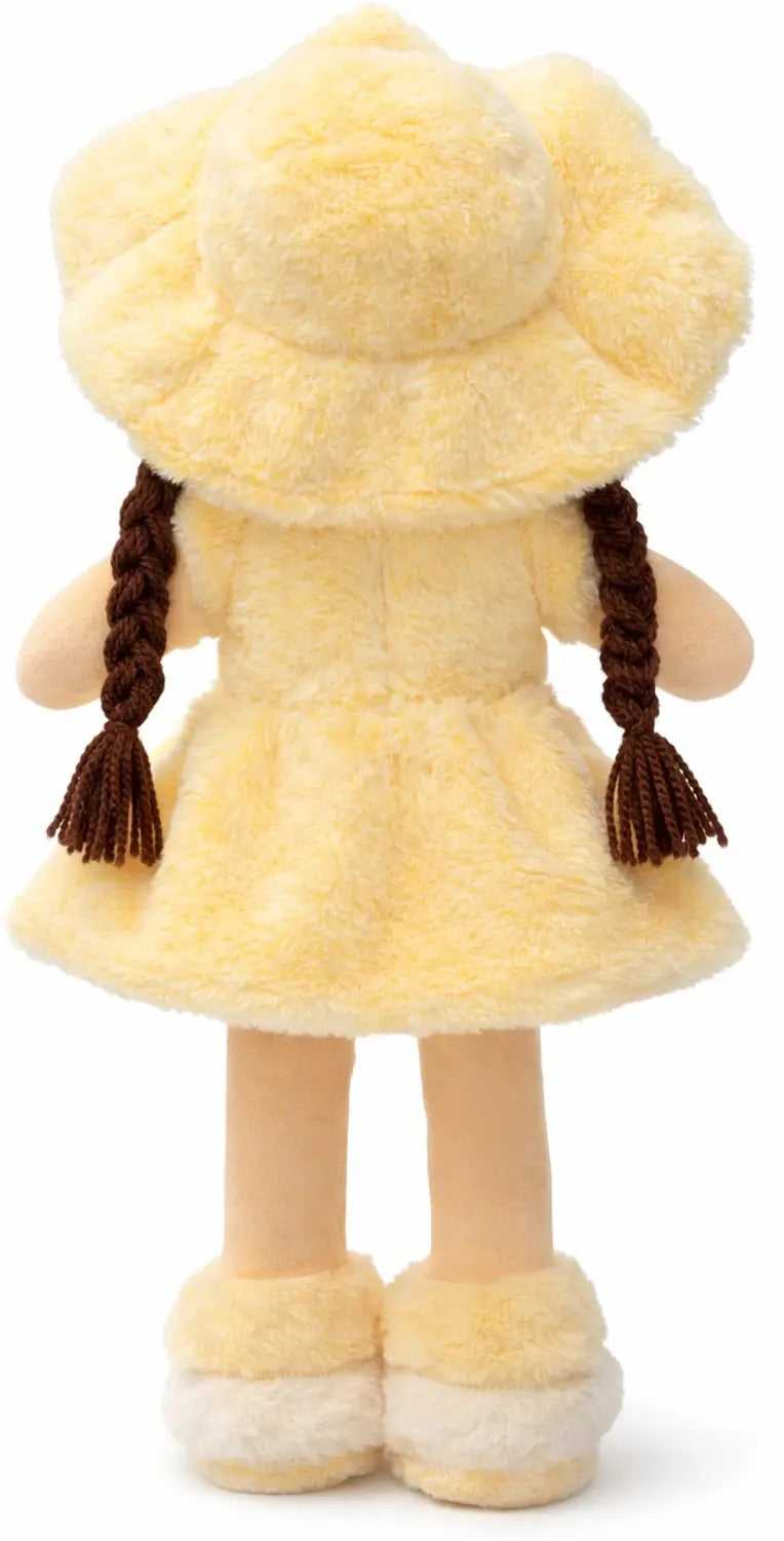 🧸 Soft Plush Girl Doll with Hat – Yellow Dress (Cute & Cuddly)
