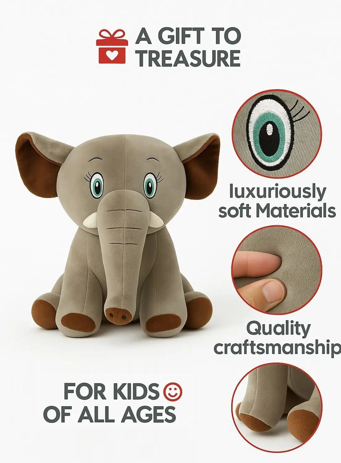 Cute Elephant Plush Soft Toy – Ultra Soft Cuddly Stuffed Animal for Kids & Babies