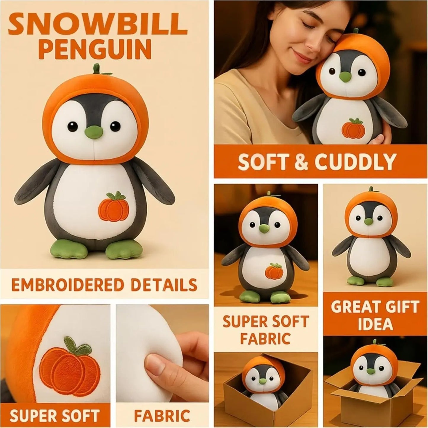 Snowbill Penguin Soft Toy – Fruit Theme Plush (Soft & Cuddly)